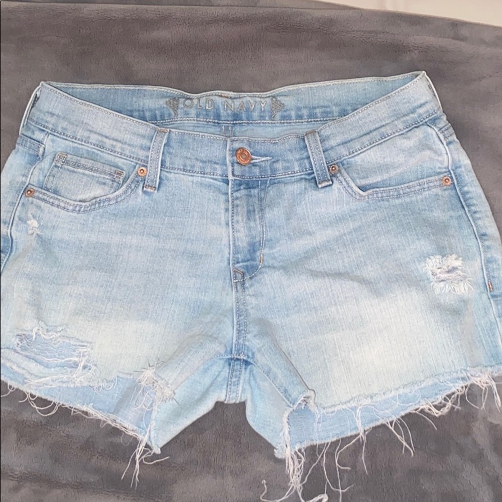 distressed jean shorts